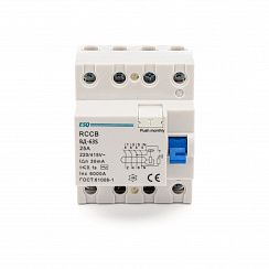 Устройство защитного отключения ВД-63S 4P 30G 0025 4 полюса, 25А/30мА/6кА (эл-мех, тип АC) ESQ